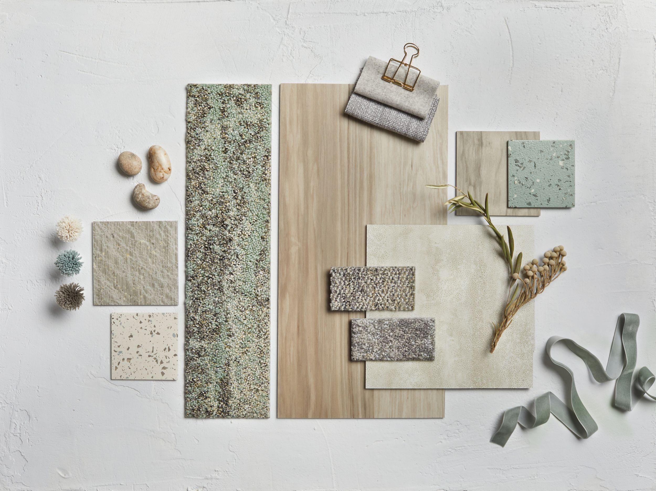 Inspirational table top palette with Beaumont Range and Fresco Valley products in a Sage/Alabaster color theme image number 7
